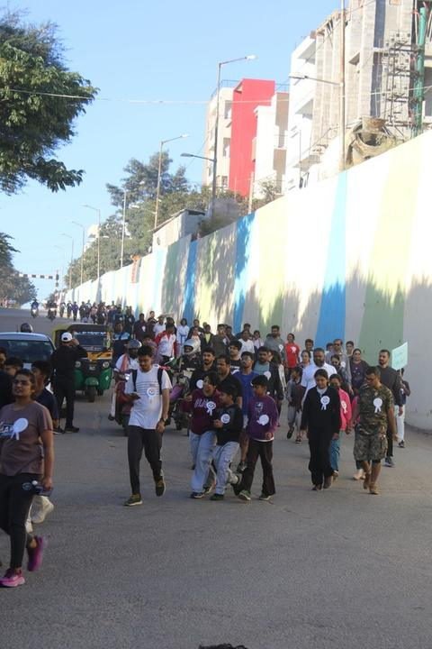 Runners on the road during a community run