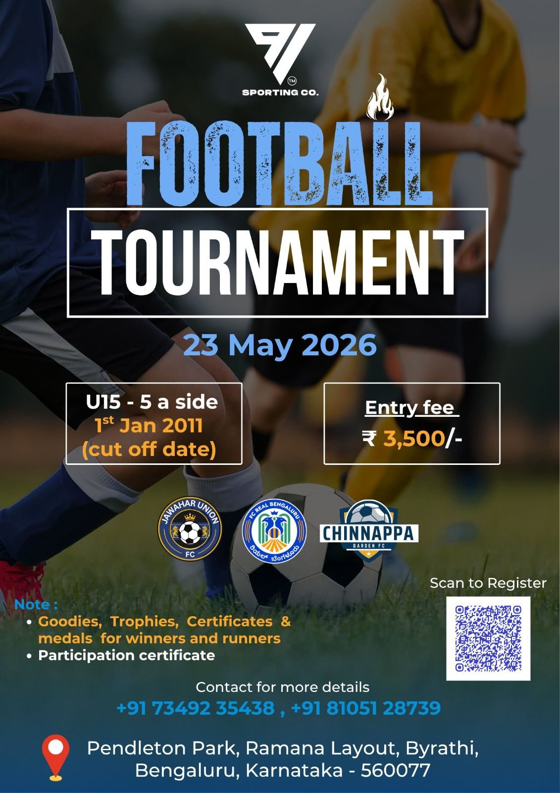 Poster for Under 15 Football Tournament