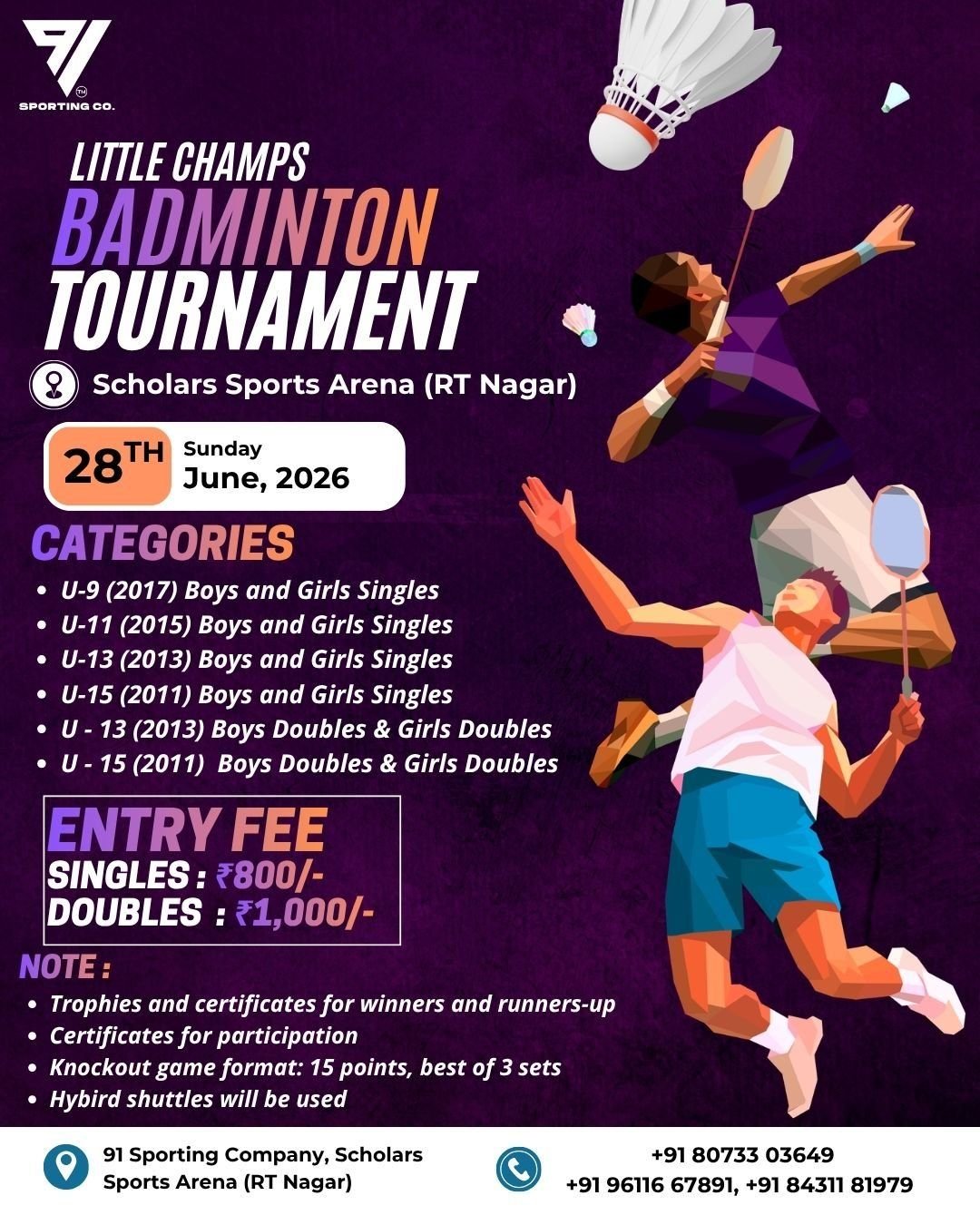 Poster for Little Champs Badminton, June 2026