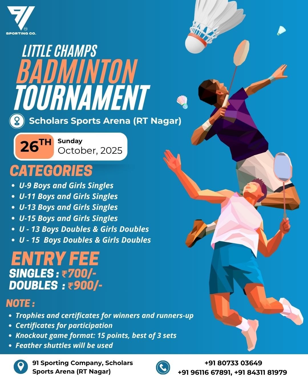 Poster for Little Champs Badminton, October 2025